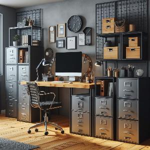 Hi-Tech Home Office Design Ideas with file cabinets & industrial storage boxes -3